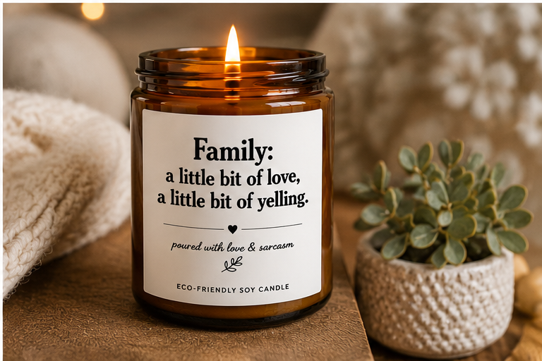 Scented Soy Candle — “Family: a little bit of love, a little bit of yelling” (4oz & 9oz)