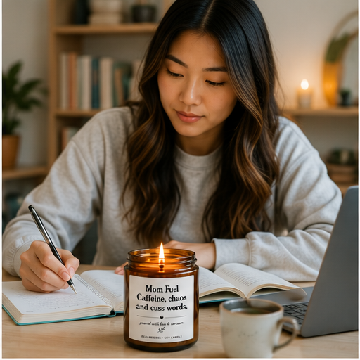 Mom Fuel Scented Soy Candle — "Mom Fuel: Caffeine, Chaos, and Cuss Words" (4oz & 9oz)