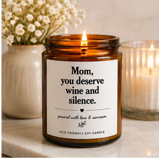 Scented Soy Candle — “Mom, You Deserve Wine and Silence” (4oz & 9oz)