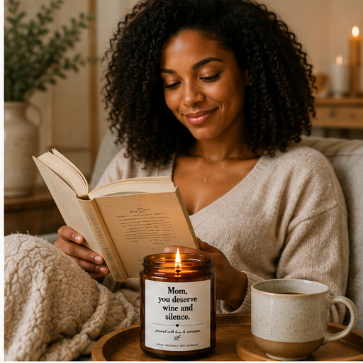 Scented Soy Candle — “Mom, You Deserve Wine and Silence” (4oz & 9oz)
