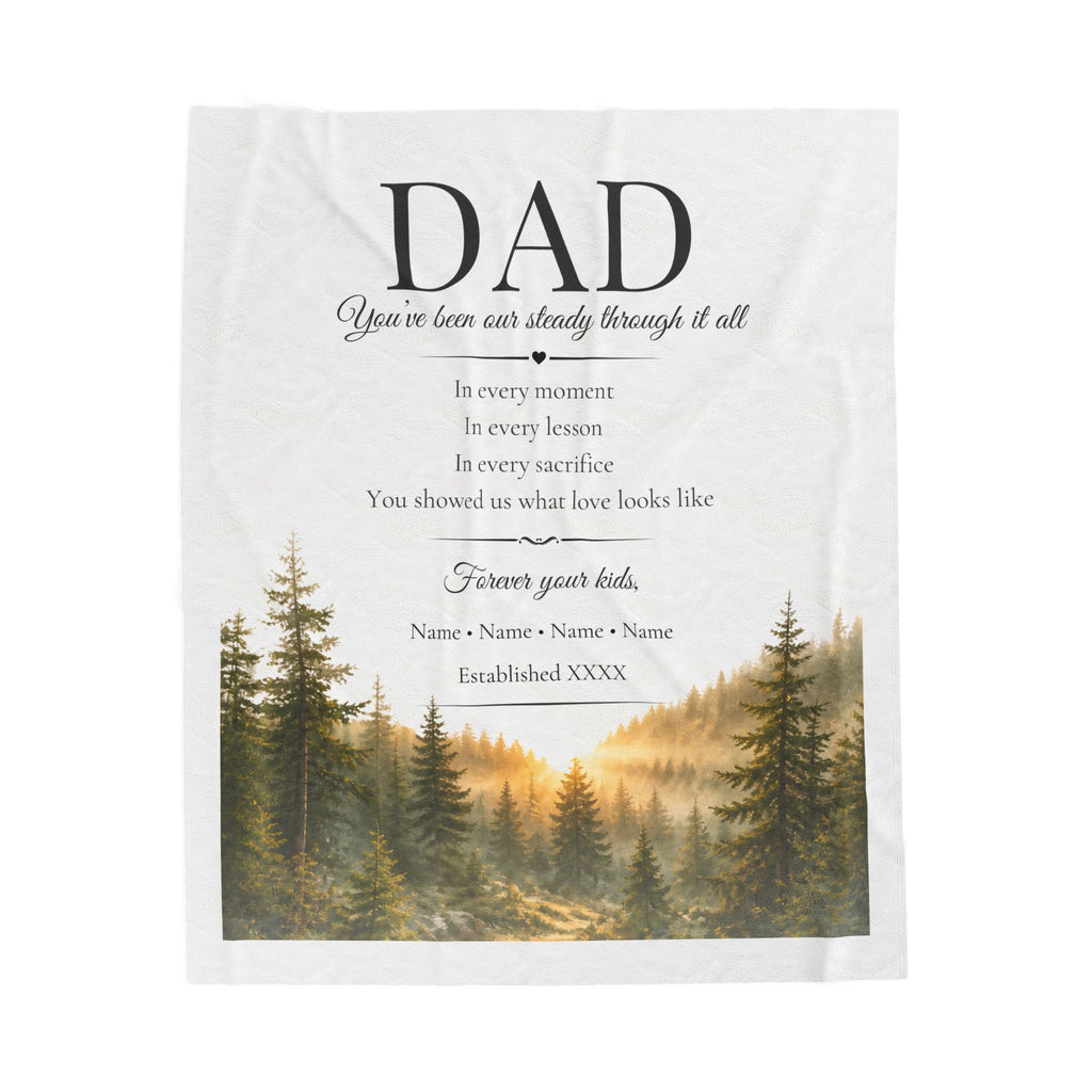 Personalized Dad Blanket – Custom Names Forest Keepsake Gift